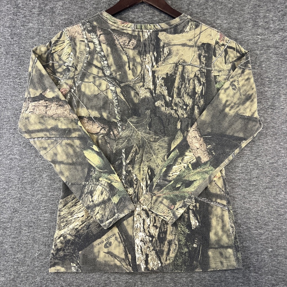 Mossy Oak Camouflage Top Women's Sz M (8-10)  Pink Accents Long Sleeve V‎ Neck - Picture 7 of 8